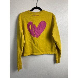 Outdoor Voices Love Without OV Yellow Crop Sweatshirt Women sz Medium Athleisure